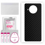 apgo Protective Skin Sticker for the back compatible with Xiaomi Mi 10i 5G, Wrap Film, Foil, Vinyl - Pattern Carbon Black