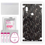 apgo Protective Skin Sticker for the back+sides compatible with Xiaomi Redmi Note 7, Full Wrap Film, Foil, Vinyl - Pattern Carbon Black Pixel