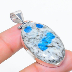 Natural K2 Azurite Gemstone Handmade 925 Sterling Silver Pendant 2.05 k8n79