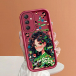 Pehme silikoonist ruudukujulise redeliga printimismustriga telefoni korpus T&auml;iskaanega kaamera p&otilde;rutuskindel kaitse kummist &uuml;mbris Samsungile Samsung A03 valge