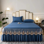 3-osaline komplekt Toorpuuvillane Voodi Romantika Tolmukaitsekate Pehme Voodikate Tikandpits&auml;&auml;ris Voodiseelik 2 padjap&uuml;&uuml;riga 3pcs Set 120x200cm
