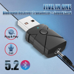 5-in-1 Bluetooth 5.2 vastuv&otilde;tja saatja USB arvuti helikaart 3.5 auto Bluetooth vastuv&otilde;tja Bluetooth pulk