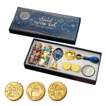 Vaha pitsat templikomplekt koos 3 tk pitseri ja vahahelmestega pudeli lusikak&uuml;&uuml;nal j&otilde;uluvana jaoks sinine