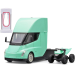 1/24 Tesla poolveokite mudeli raskeveoki m&auml;nguasjahaagis, metallist survevalatud mudel valguse ja heliga tagasit&otilde;mmatava m&auml;nguasjaga 4&ndash;7-aastastele poistele 1/24-Size:20.5*9.8*12cm roheline