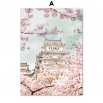 Roosa Jaapani kevadine Sakura Scape Flamingo h&otilde;ljub l&otilde;uend, maalimine lilledega plakatid ja tr&uuml;kised Seinakunstipildid elutoa kaunistamiseks 21X30cm No Frame