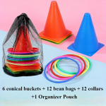1 Komplekt 3 &uuml;hes Karnevali M&auml;ngukomplekt, Pehmest Plastikust Koonus, Bean Bag R&otilde;ngaviskem&auml;ng Laste S&uuml;nnip&auml;evapidu V&auml;lim&auml;ngu Tarvikute Kombokomplekt 1set 23cm size of 31pcs mitmev&auml;rviline
