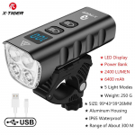 Jalgratta esituli 6400 mAh laetav jalgrattavalgusti 2400 LM jalgratta esitule LED taskulamp MTB rattalamp QD009