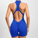 Seksikas &otilde;&otilde;nes seljata Scrunch Butt sportlik kombinesoon, l&uuml;hike naiste &uuml;heosaline j&otilde;usaaliriietus, varrukateta t&otilde;mblukk, treeningkombinesoon joogap&uuml;ks XS kuninglik sinine v&auml;rv