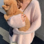 Uus Mood Naiste Soe V-kaelusega Kampsun S&uuml;gis-Talve Vabaaja Kudumid Kampsunid Naiste Elegantne &Uuml;hev&auml;rviline Pehme Džemper 24830 One Size roosa