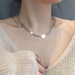 925 Sterling Silver Vintage Heart Charm Ripats Choker Korea Kaelakee T&uuml;drukutele Naistele Statement Pulmaehted Dz223