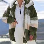 Naiste mood Splicing talvine lahtine pl&uuml;&uuml;sis pikkade varrukatega lukuga tasku kapuutsiga mantel L must