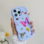 N76 Butterfly Macaron Wavy Edge telefoni&uuml;mbrised iPhone 16 Pro Max jaoks Samsung S24 Plus S23 Ultra A35 A54 A55 Xiaomi Redmi Note 13 p&otilde;rutuskindel kate for iPhone 16 Plus