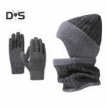 3 tk/komplekt Unisex m&uuml;ts Sall Kinnaste komplekt K&otilde;rvaklappide Disain &uuml;hev&auml;rviline Beanie Hat Thermal Plush Vooder Kaelasoojendaja Puuteekraaniga Kinnaste Komplekt helehall v&auml;rv