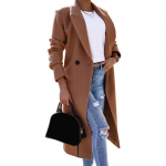 Naiste pikk mantel, s&uuml;gistalv, &uuml;he n&ouml;&ouml;biga suletav rev&auml;&auml;riga jakk XL valge