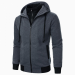 Meeste t&otilde;mblukuga pullover, pikkade varrukatega kapuutsiga dressipluus XL must