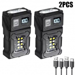 Mini LED taskulamp v&auml;litingimustes, kaasaskantav, magnetiline, matkamiseks, kalastamiseks, jalutamiseks, t&ouml;&ouml;valgusti punase hoiatustulega 2PCS