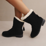 S&uuml;gis- ja talvejalatsid, mugavad ja kerged l&uuml;hikese toruga lamedap&otilde;hjalised &uuml;mara peaga naiste saapad ja kingad 35 must