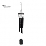Must tuulekell 6 metalltoruga S-kujulise konksuga Looduslik rahustav meloodia Aed Terrass V&auml;lisdekoratsioon Riputatav tuulekell Ripats S&uuml;nnip&auml;evakingitused Round