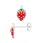 LEA &; ARTHUR &ndash; Laste k&otilde;rvar&otilde;ngad "STRAWBERRY" mustriga 925 Sterling Silver Roodium Plated &; PUNANE-ROHELINE email - Laste ehted