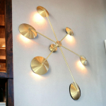 Sajandi keskpaiga kaasaegne 6-haruline messingist &auml;mblik-seinalamp | Dekoratiivne kupli seinal&uuml;hter | Seinavalgustid k&ouml;&ouml;gi, kontori, elutoa jaoks