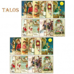 12/24 tk Head uut aastat &otilde;nnitluskaardid Retroillustratsioonid Kuldse fooliumi aktsendiga p&uuml;hadekaardid perele ja s&otilde;pradele 2 Sets