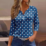 Naiste T-s&auml;rgi T-s&auml;rgi n&ouml;&ouml;biga 3/4 varrukatega igap&auml;evane n&auml;dalavahetuse mood V-kaelusega tavaline topp L sinine