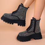 Naiste mood Tursked &uuml;hekordsed saapad S&uuml;gises uued &uuml;mmargused eesmised n&ouml;&ouml;riga k&uuml;ljet&otilde;mblukuga t&auml;ispuurplatvormiga poolsaapad 35 must