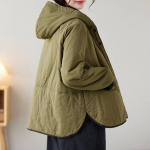 Johnature Naine Talvised Korea kapuutsiga vintage vabaaja &uuml;hev&auml;rvilised &uuml;herealised pikkade varrukatega vabaaja mantlid XXL roheline