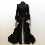 Naiste Faahion Flare varrukatega O-kaelusega keskaegne peokleit Suures suuruses Witch Pixes Dark Kleit Maagiline Cosplay Kleit Suures Suuruses Renaissance Kleit XL must