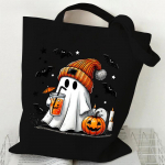 Naiste kandekott Halloweeni retro kummituse kohvi k&otilde;rvitsa prindiga l&otilde;uendist multifilmist ostukotid &Otilde;udus pendelr&auml;nduri &otilde;lakott