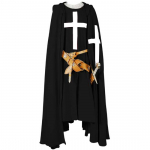 Keskaegne k&auml;sit&ouml;&ouml;na valmistatud r&uuml;&uuml;tli ristis&otilde;dija tuunika templite Halloweeni kost&uuml;&uuml;m kapuutsiga m&uuml;ts, renessansiaegne s&otilde;dalase varustus, Cosplay top S must