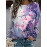 Harajuku Uus 3D V&auml;rvilised Lilled Printimine Pusad Naiste Mood T&auml;navar&otilde;ivad Pulloverid Talvised T&uuml;drukud Lillelised graafilised riided Top S