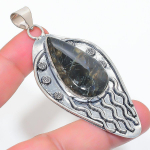 Black Tiger Eye Handmade 925 Sterling Silver Jewelry Pendant 3.03 p1d43