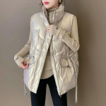 Naiste p&uuml;stkrae l&uuml;hike erksav&auml;rviline puuvillane polsterdatud jope varrukateta naiste talvevest mantli vest M