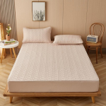 Puuvillane paksendatud madratsikate, tepitud voodilina madratsikaitsmega, h&uuml;poallergeenne pehme voodikate 140/160/200x200cm 2xPillowcase 48x74cm beige