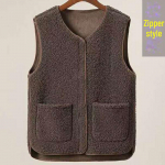Naiste s&uuml;gis-talvine lambavillast lukuga vest - paksendatud karusnahast vest XL (125-140 jin)