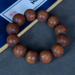 Meeste kuue suuna punasest sandlipuust Huanghuali k&auml;ev&otilde;ru Prajnaparamita s&uuml;damesuutra nikerdustega - budistliku helme disain 20mm*12 beads