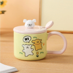 Cute Puppy Mug Cartoon Ceramic Cup with Lid High Value Water Cup Couple Home Large Capacity Breakfast Cup 380ML
