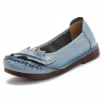 Kevad S&uuml;gis Ehtsast Nahast Kingad Naised Loaferid Lehe Stiil Pehmed Moem&auml;rgi Siledad Lehma Nahast Kingad Sinine Must Kollane Pluss Suurus 41 37 sinine
