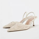 Br&auml;nd Disainer Valged Naiste Pulmapumbad V&otilde;rk Tikitud Lilled Rihmaga Seksikad Slingback K&otilde;rge Kontsaga Kleitkingad Daamidele 36 beež