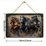 2D lame puidust silt 30*20cm vintage puidust silt seinariide, tr&uuml;kiga maapiirkonna hobune, ruudukujuline dekoratiivne silt, seinariide tahvel elutuppa, koju 30*20cm