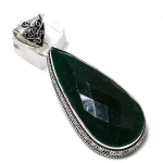 Emerald(Simulated) Gemstone Handmade 925 Sterling Silver Pendant 2.88 f6v35