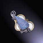 Ruby in Fuchsite Ethnic Handmade 925 Sterling Silver Two Tone Pendant 2.45 h0I75