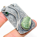 Banded Green Opal, Diopside 925 Sterling Silver Gift Pendant 2.52 m5i18