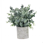 Artificial Small Potted Plants Faux Plant in Pot Decorative 6x9.4 Simulation Bonsai Fake Eucalyptus