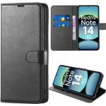 Coque pour Xiaomi Redmi Note 14 4G (pas pour 5G) Protection Antichoc Anti-Rayures Cuir Synth&eacute;tique - Noir