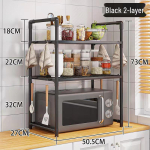 T&ouml;&ouml;pinnale paigaldatav mitmekihiline k&ouml;&ouml;giriiul mikrolaineahju ja ahju hoiustamiseks Black 2-layer Rack