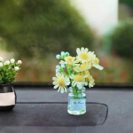 Mini Flowers in Glass Vase Dashboard Plant Decoration Car Accessories Aesthetic Rear View Mirror