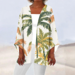 Naiste vabaajamood Beach Ocean Tree Print Kerge keskmise pikkusega jope kardigan S