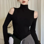 Turtleneck Off&otilde;ladest pikkade varrukatega T-s&auml;rk Naiste &otilde;huke sametine &otilde;hukese p&otilde;hjaga s&auml;rk Kevad-s&uuml;gis Korea stiilis &otilde;&otilde;nsad topid S